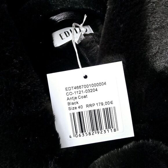 NEW - Edited  Size 40 - Anje Faux Fur Black Vegan Coat - Picture 9 of 12